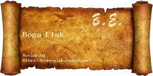 Boga Elek névjegykártya